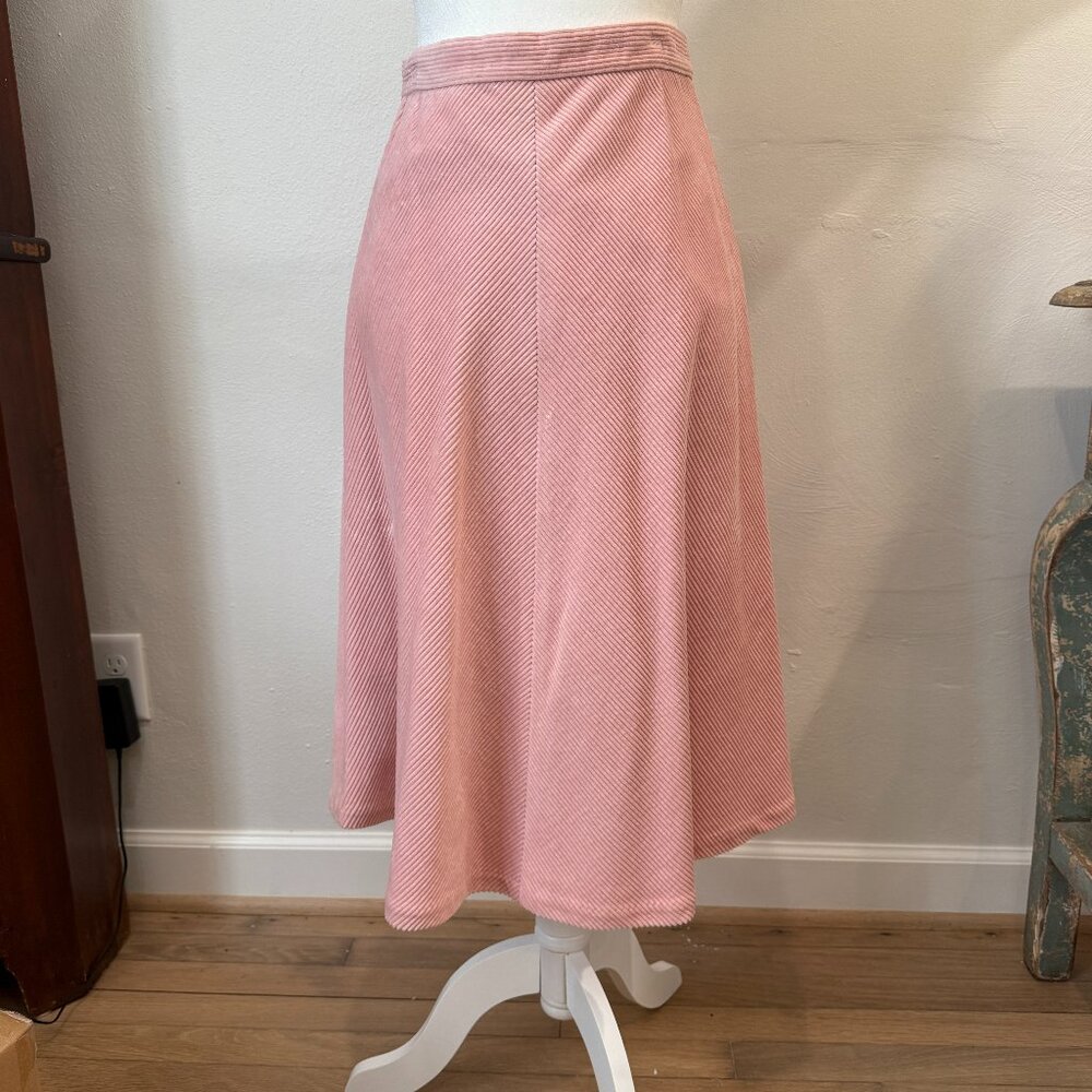 Tocca Pink Stripe A-line Midi Skirt